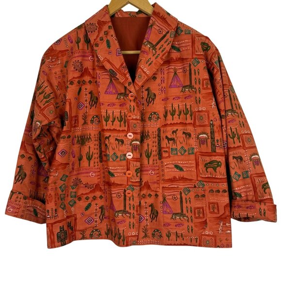Handmade Women's Lightweight Blazer Jacket Sz Medium? Native Southwest Wildlife - Picture 1 of 10